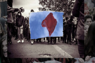 Visuel Corteges c S. Bazin photomontage a partir du cliche Airborne de Dennis Adams